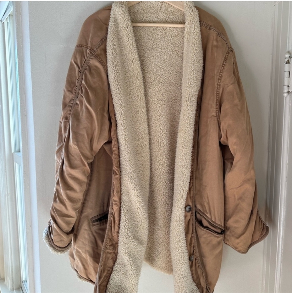 FREE PEOPLE Ivy Sherpa-Lined reversible camel twill Jacket